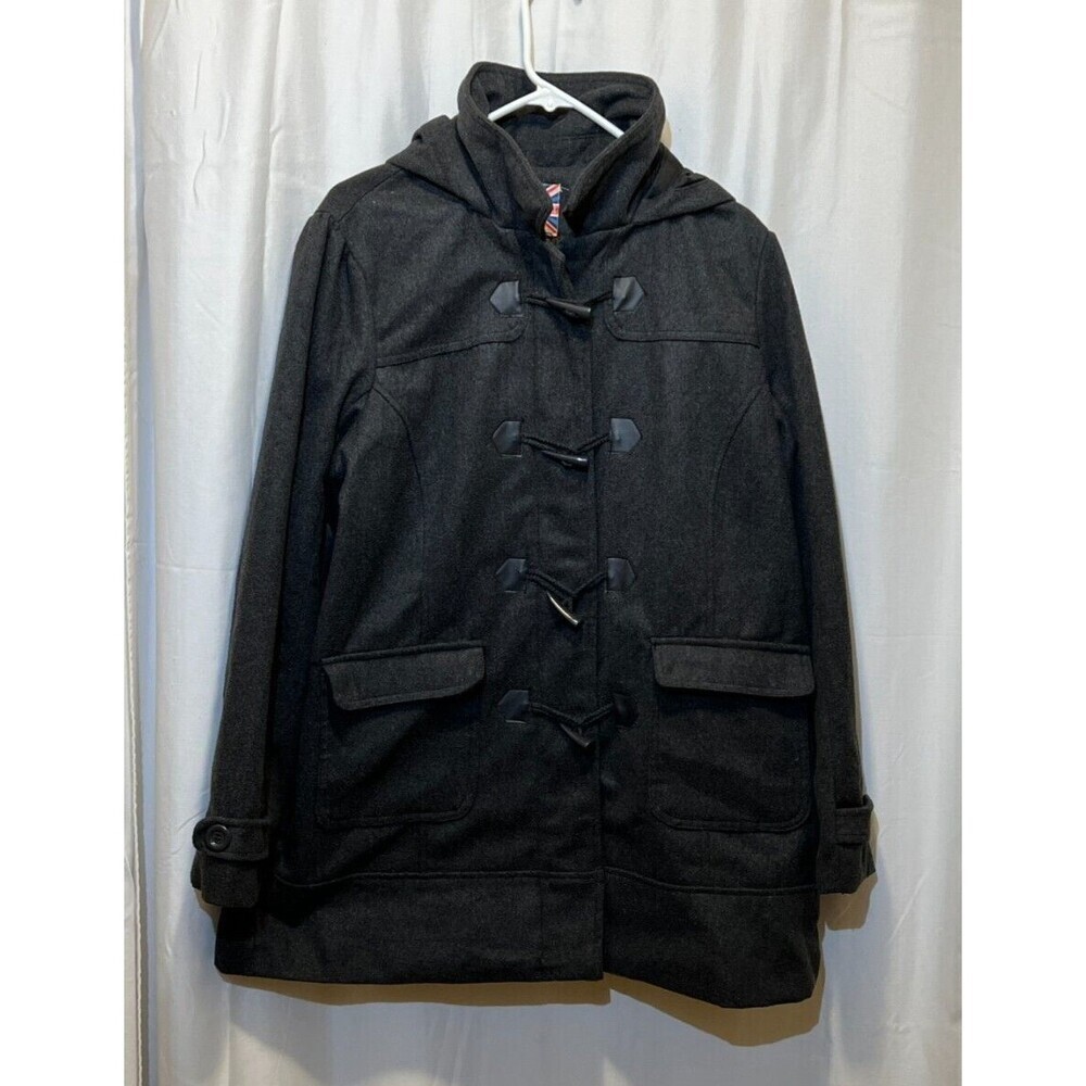 Miss London Duffle Jacket Gray Wool Blend Lined Coat Women's Size 2X
